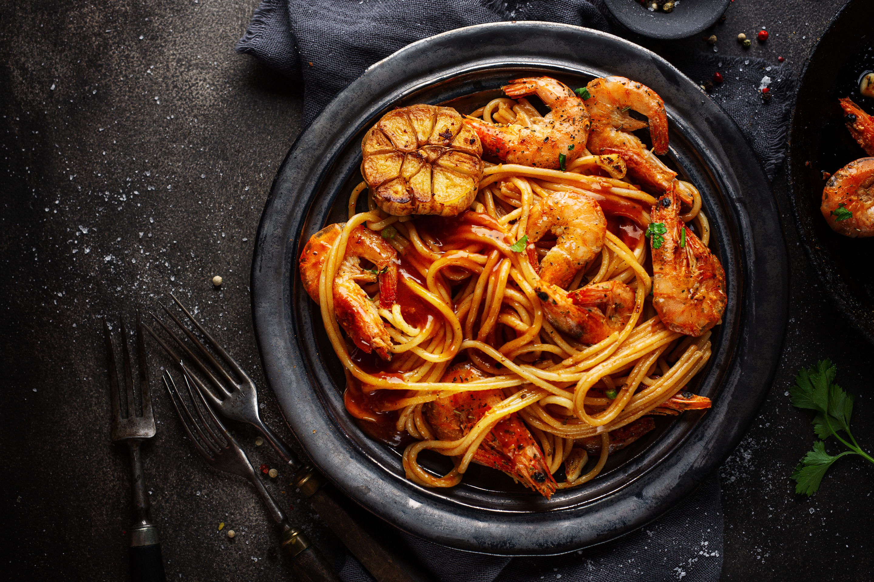 Pasta with shrimps